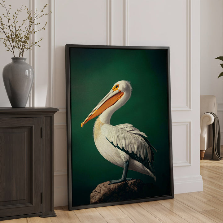 Emerald Pelican Print Wall Art Moncasso