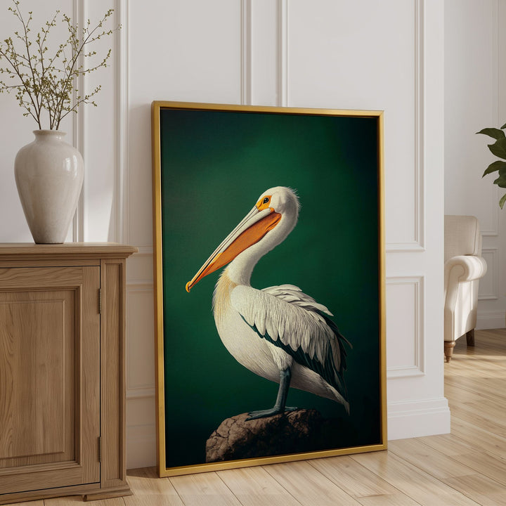 Emerald Pelican Print Wall Art Moncasso