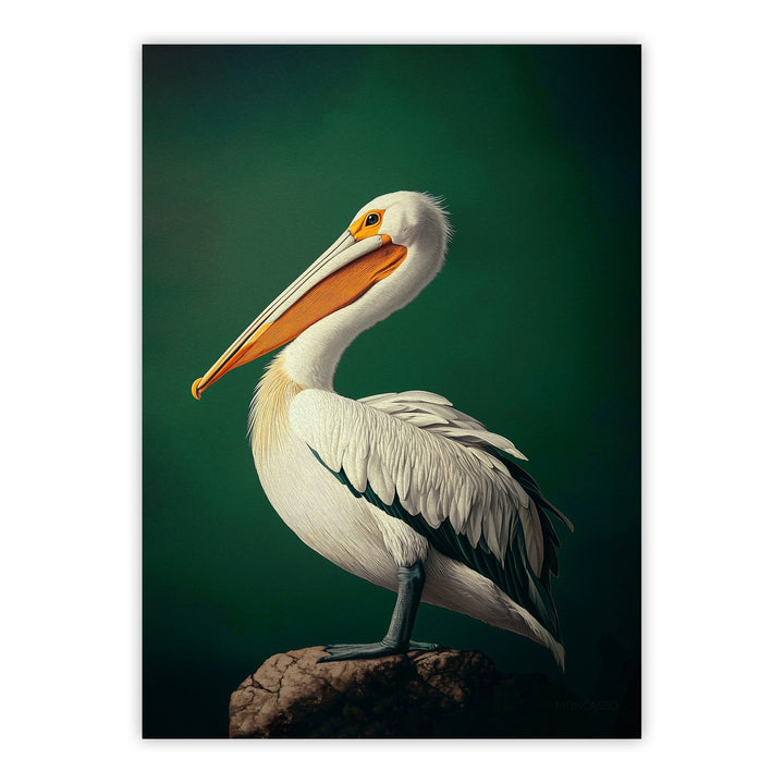 Emerald Pelican Print Wall Art Moncasso