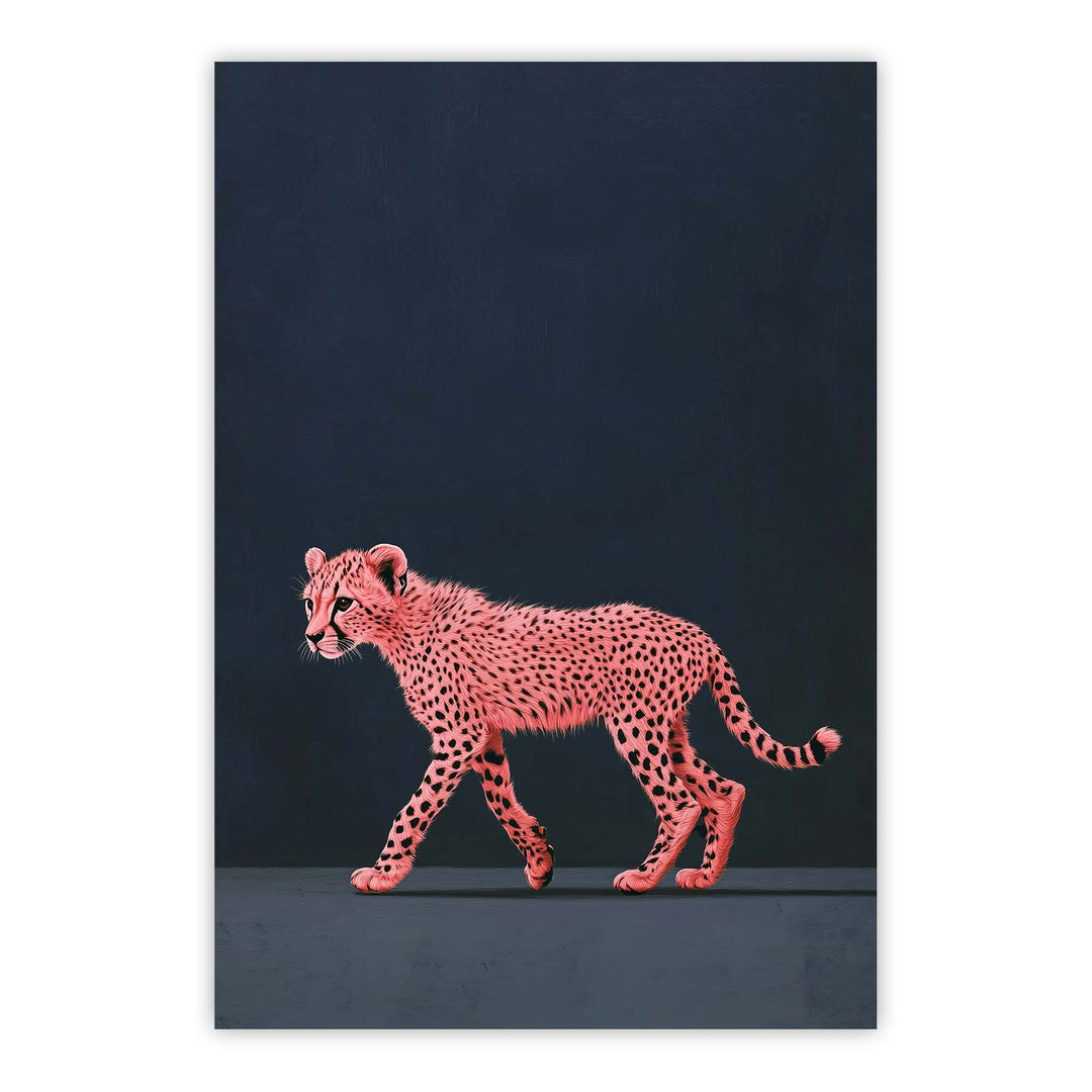 Pink Cheetah Youth on Blue Print Wall Art Moncasso