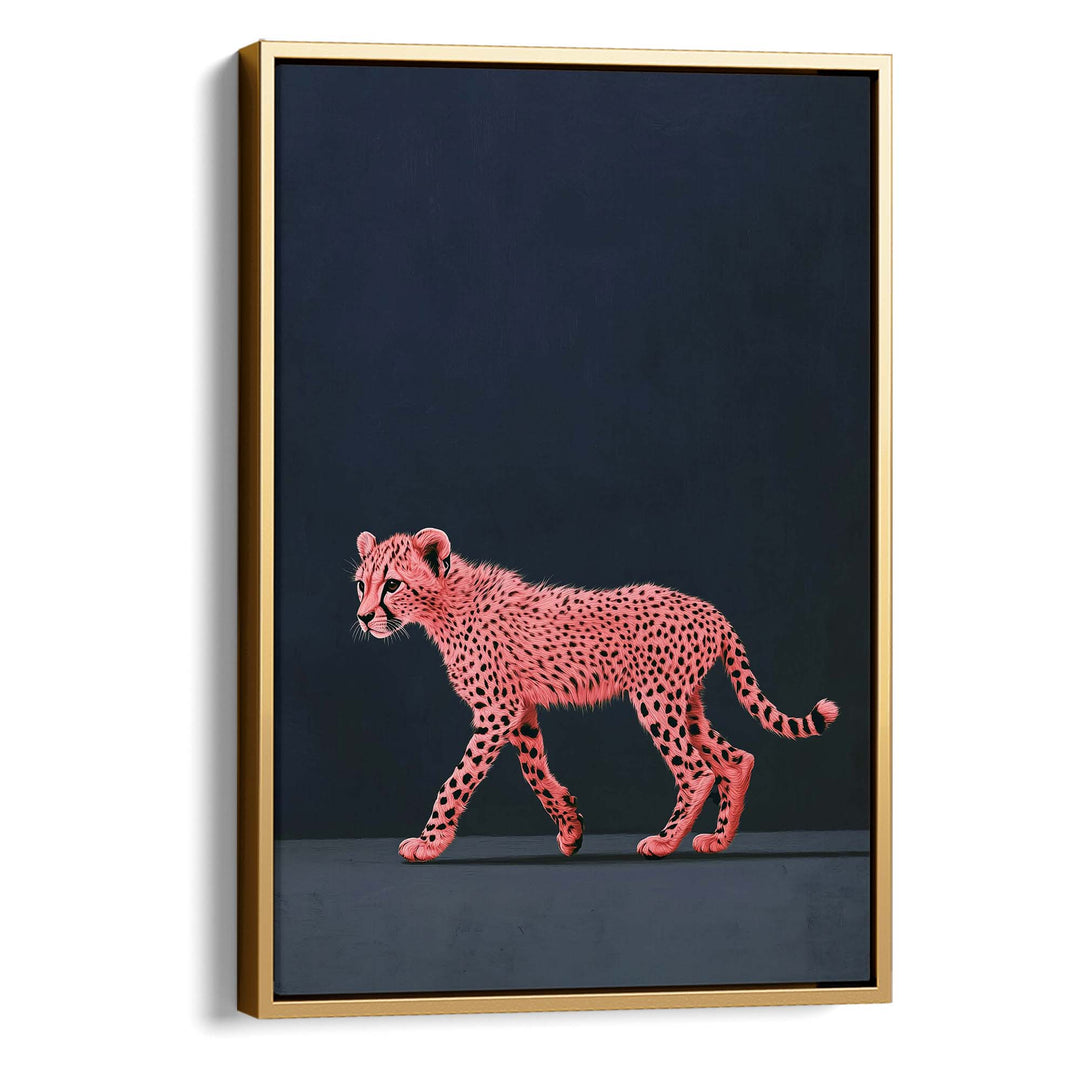 Pink Cheetah Youth on Blue Print Wall Art Moncasso