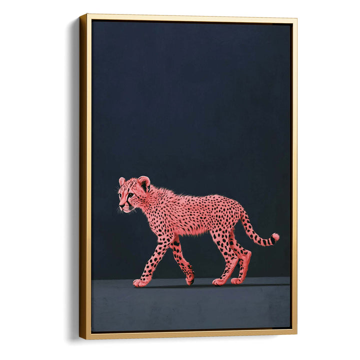 Pink Cheetah Youth on Blue Print Wall Art Moncasso