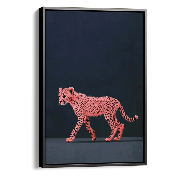 Pink Cheetah Youth on Blue Print Wall Art Moncasso