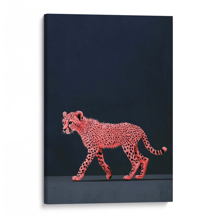 Pink Cheetah Youth on Blue Print Wall Art Moncasso