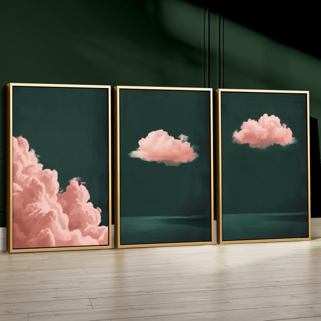 Pink Clouds Set of 3 Prints Wall Art Moncasso