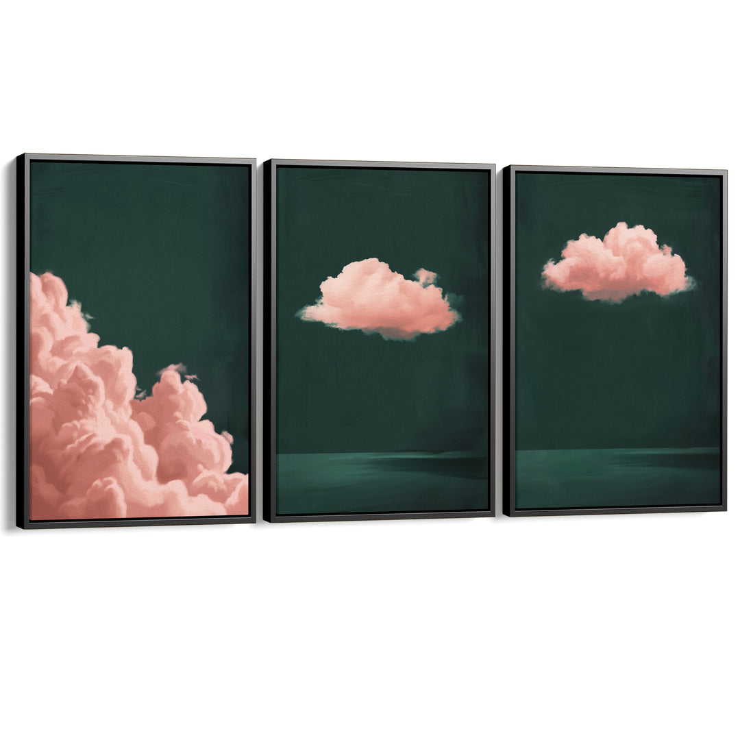 Pink Clouds Set of 3 Prints Wall Art Moncasso