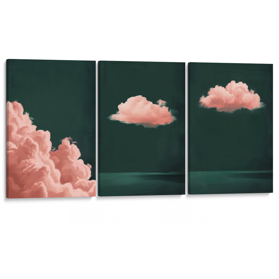 Pink Clouds Set of 3 Prints Wall Art Moncasso