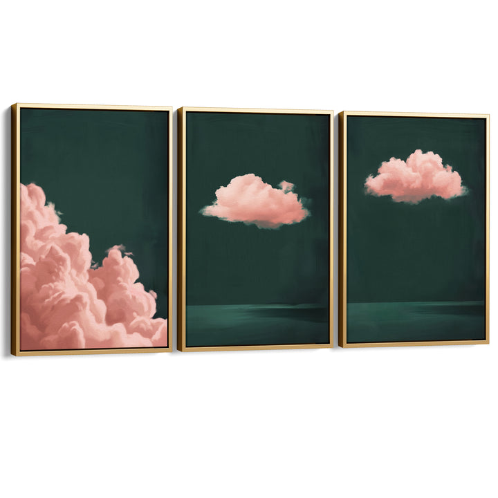 Pink Clouds Set of 3 Prints Wall Art Moncasso