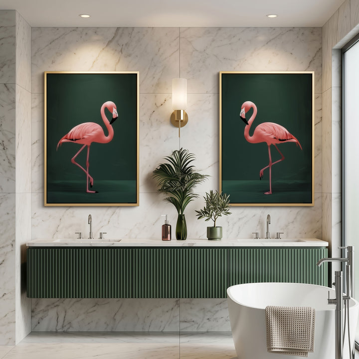 Pink Flamingo Set of 2 Prints