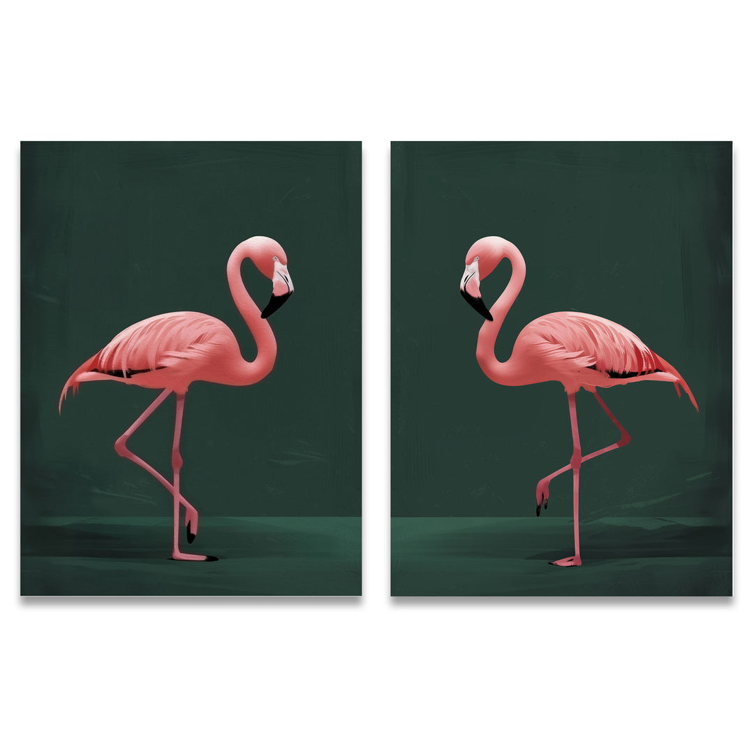 Pink Flamingo Set of 2 Prints