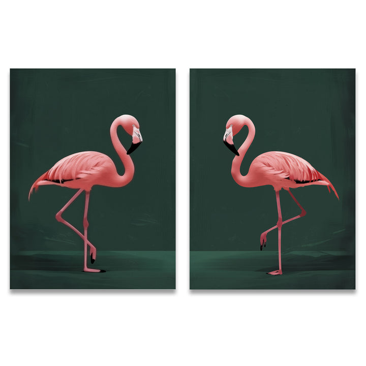 Pink Flamingo Set of 2 Prints
