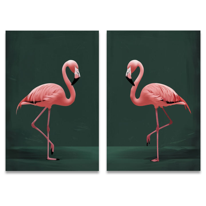 Pink Flamingo Set of 2 Prints