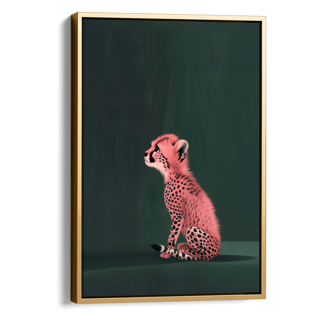 Pink Cheetah Cub Wall Art Moncasso