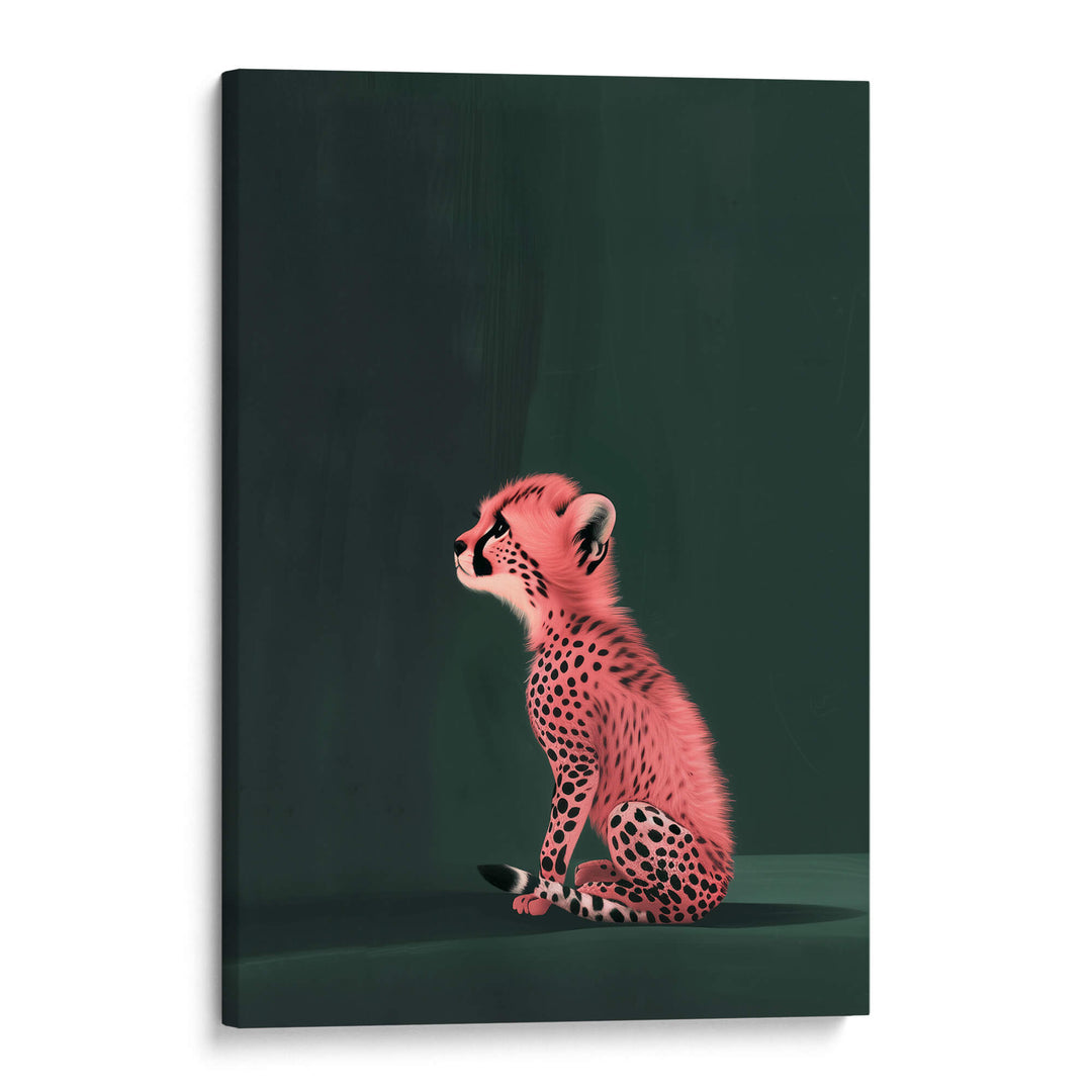 Pink Cheetah Cub Wall Art Moncasso