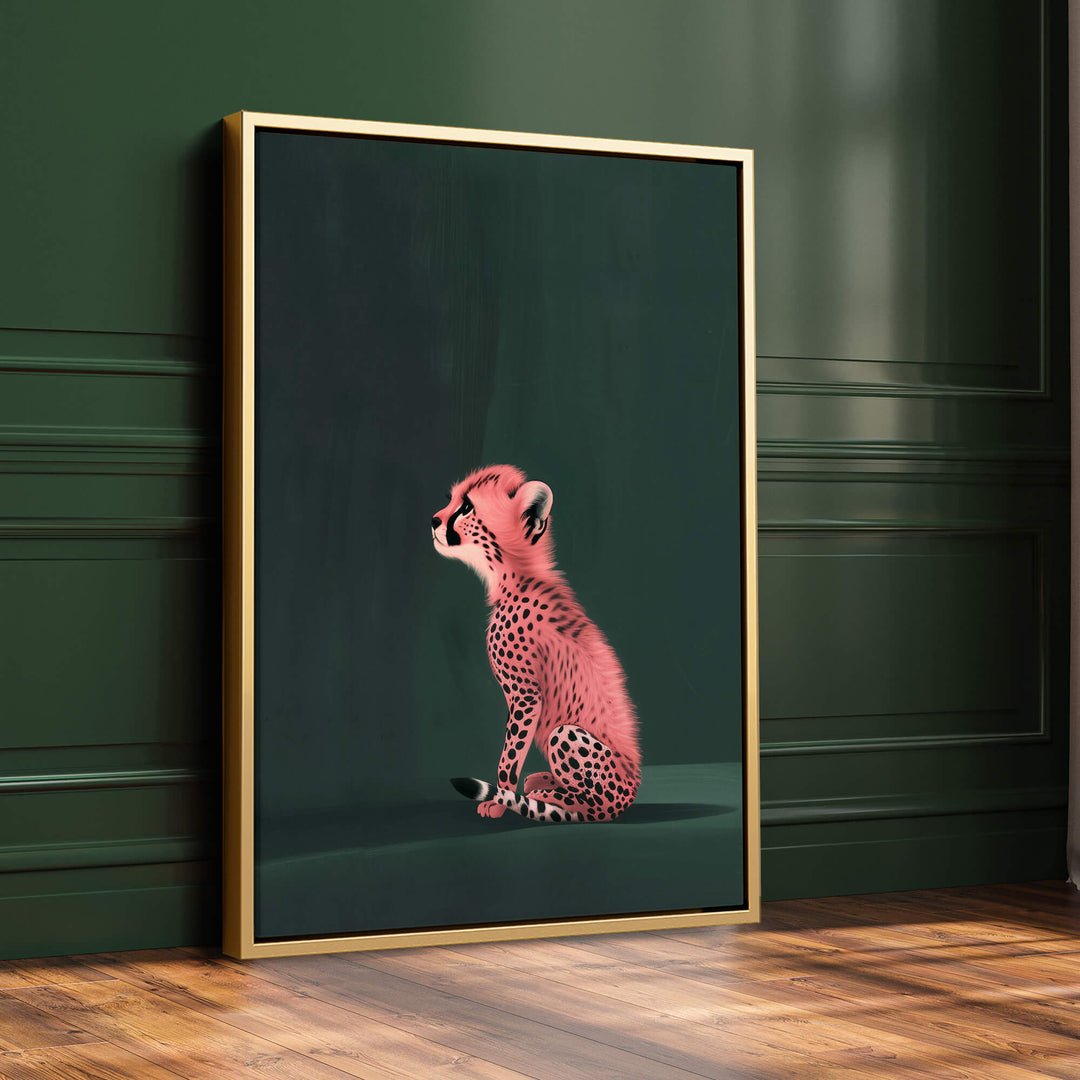 Pink Cheetah Cub Wall Art Moncasso