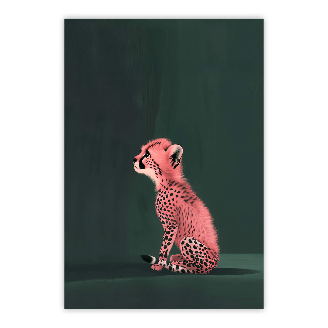 Pink Cheetah Cub Wall Art Moncasso