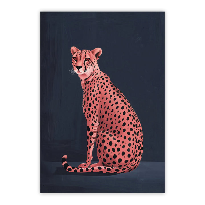 Pink Cheetah on Blue No2 Print Wall Art Moncasso