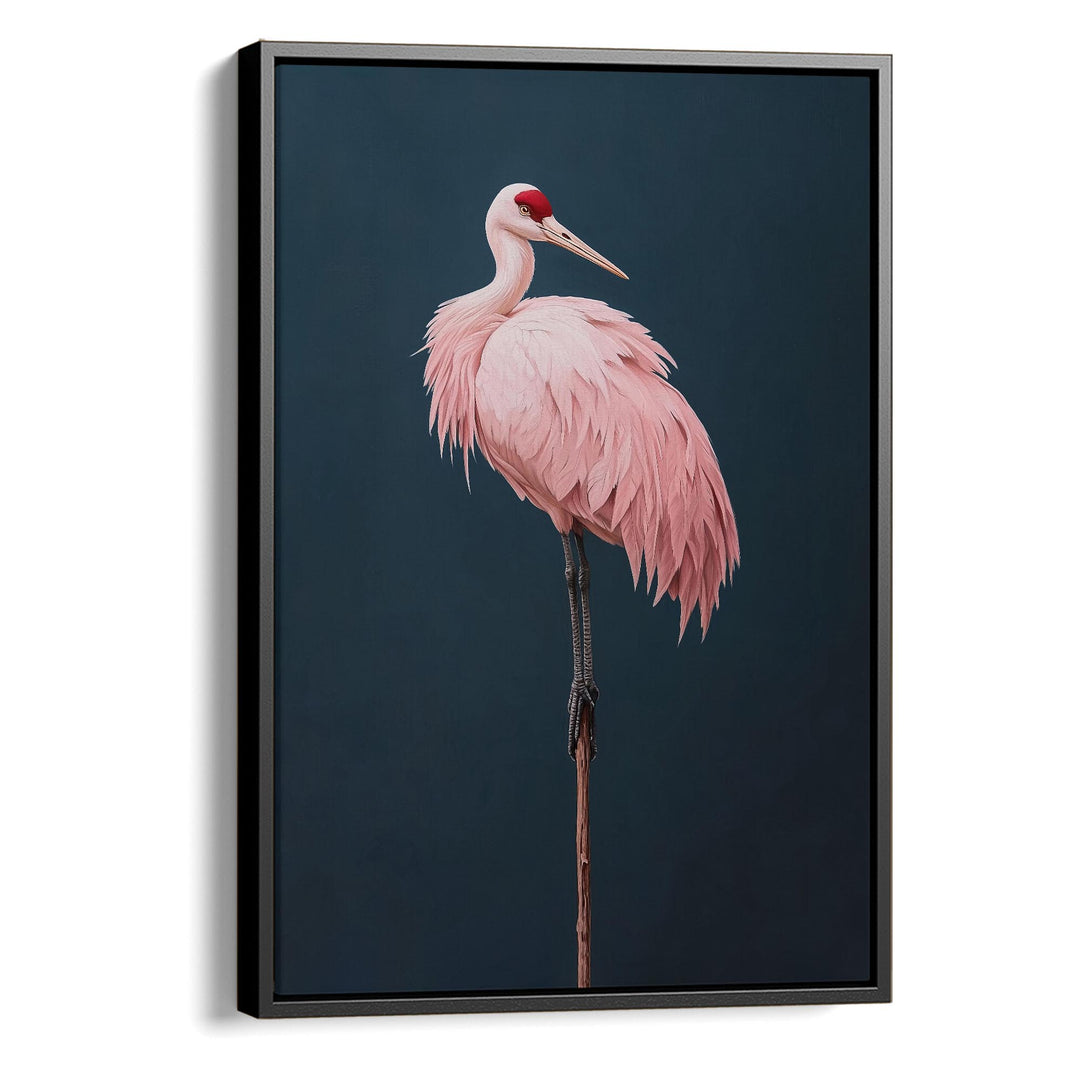 Pink Crane on Blue Print Wall Art Moncasso