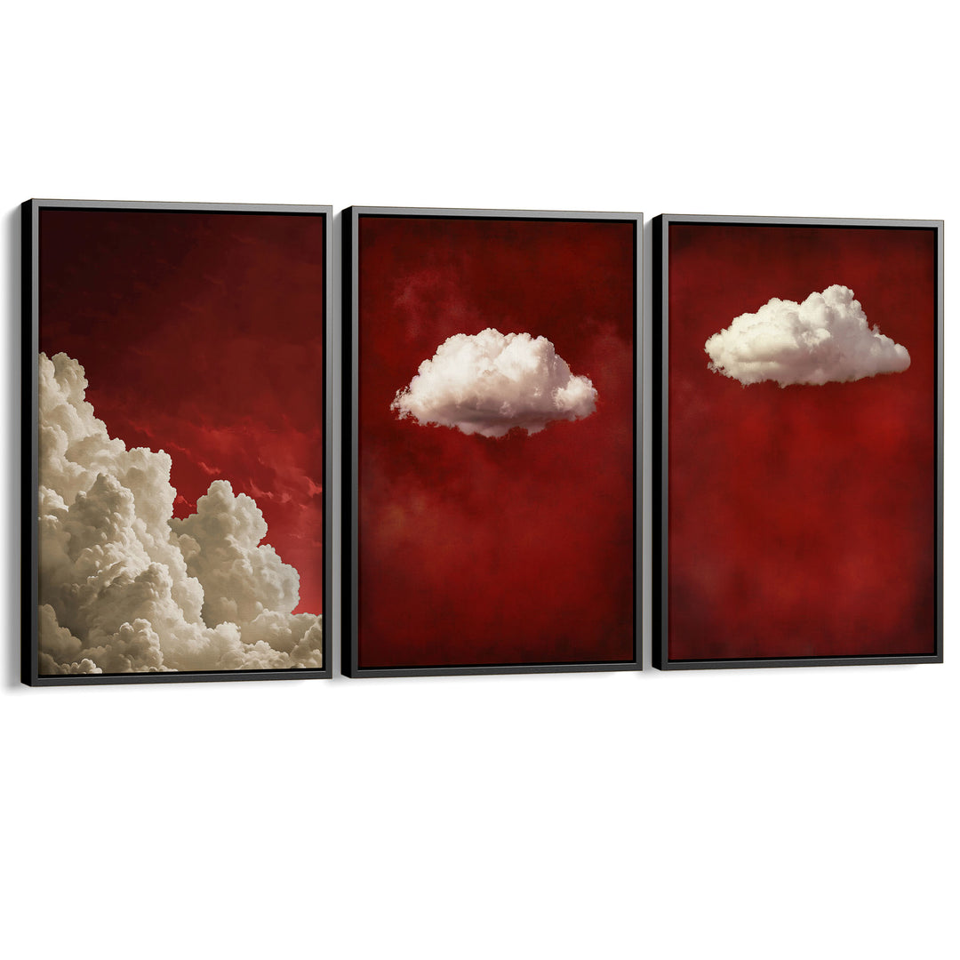 Red Clouds Set of 3 Prints Wall Art Moncasso