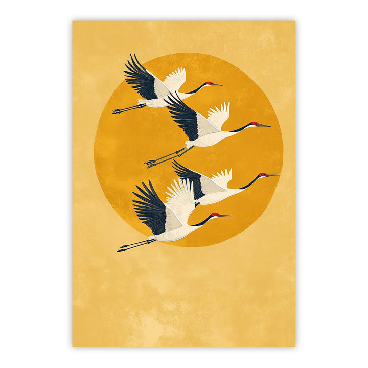 Sun Crested Cranes Print Wall Art Moncasso