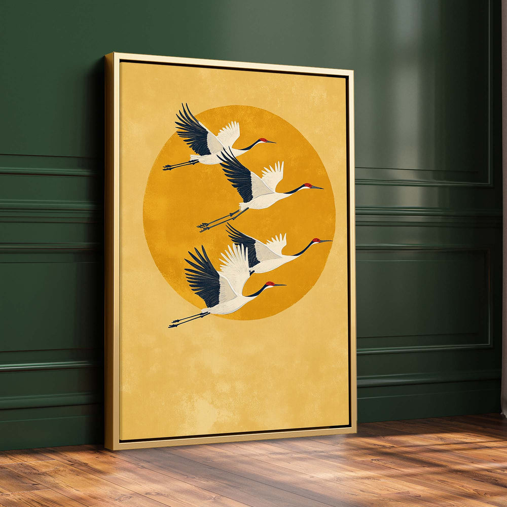 Sun Crested Cranes Print Wall Art Moncasso