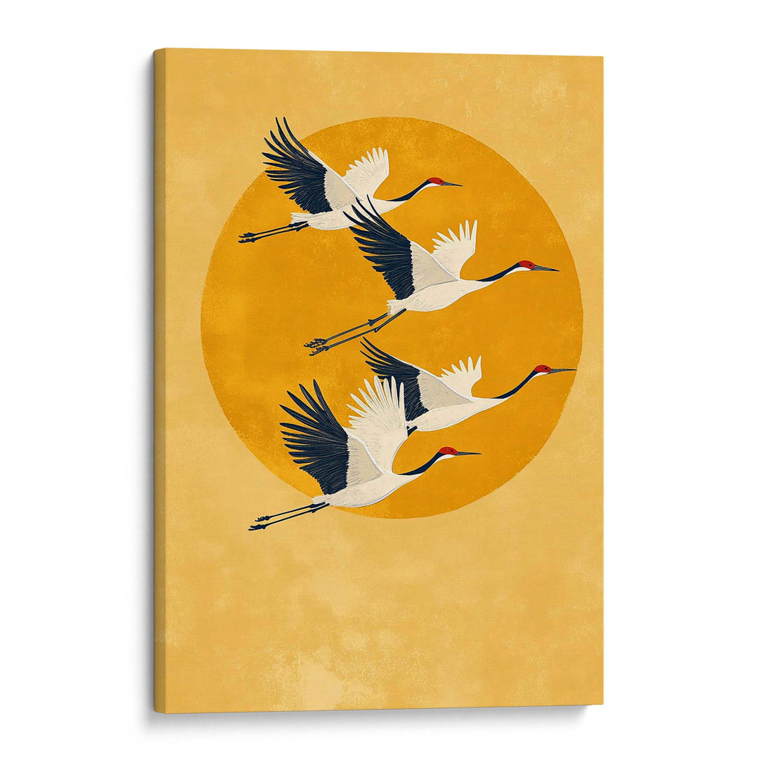 Sun Crested Cranes Print Wall Art Moncasso