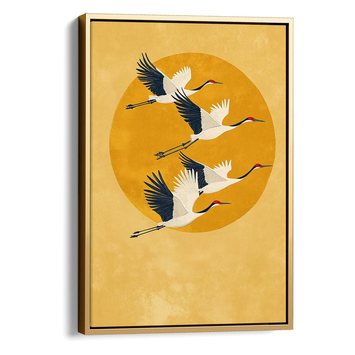 Sun Crested Cranes Print Wall Art Moncasso