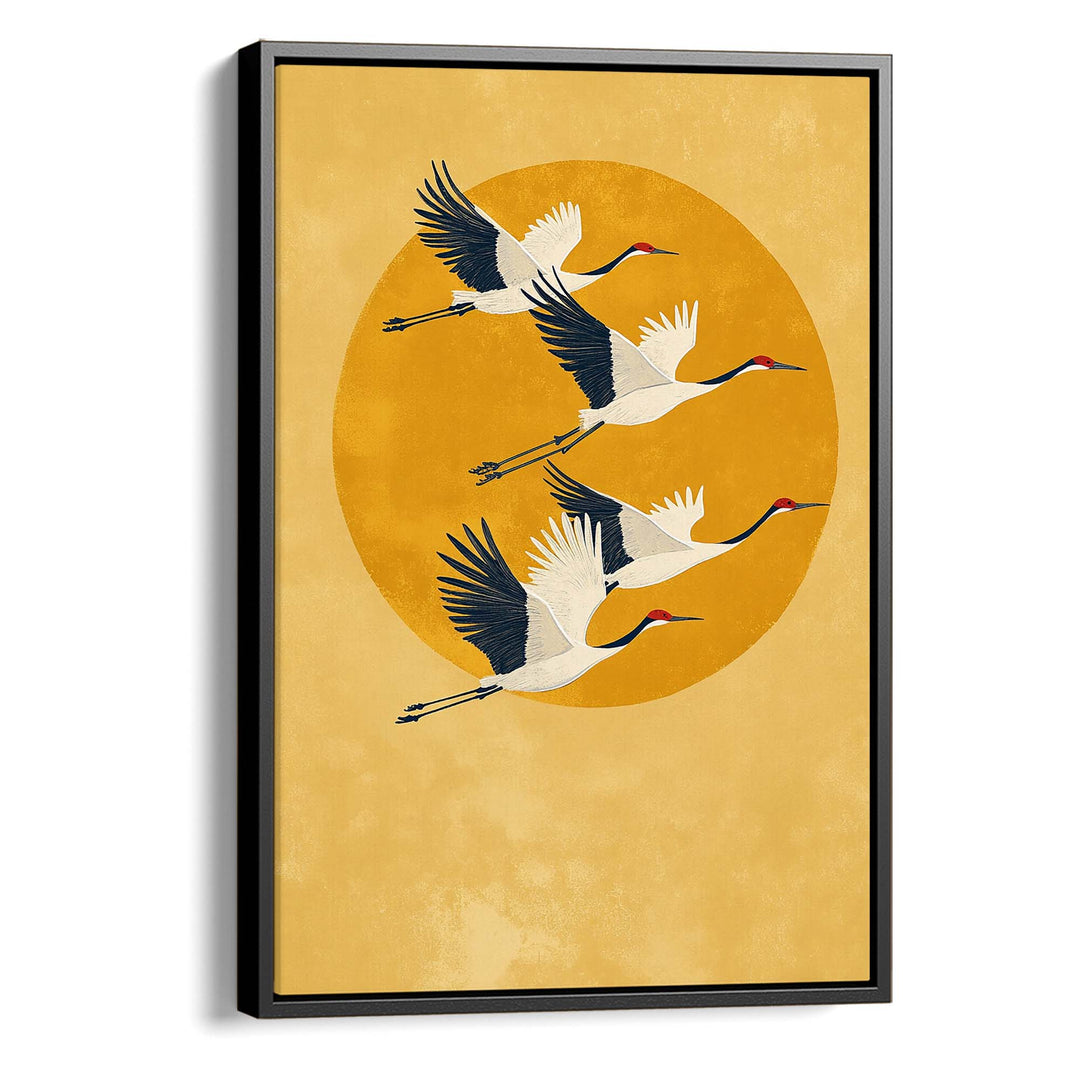Sun Crested Cranes Print Wall Art Moncasso