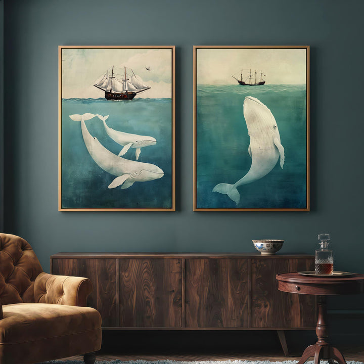 White Whale Set of 2 Prints Wall Art Moncasso