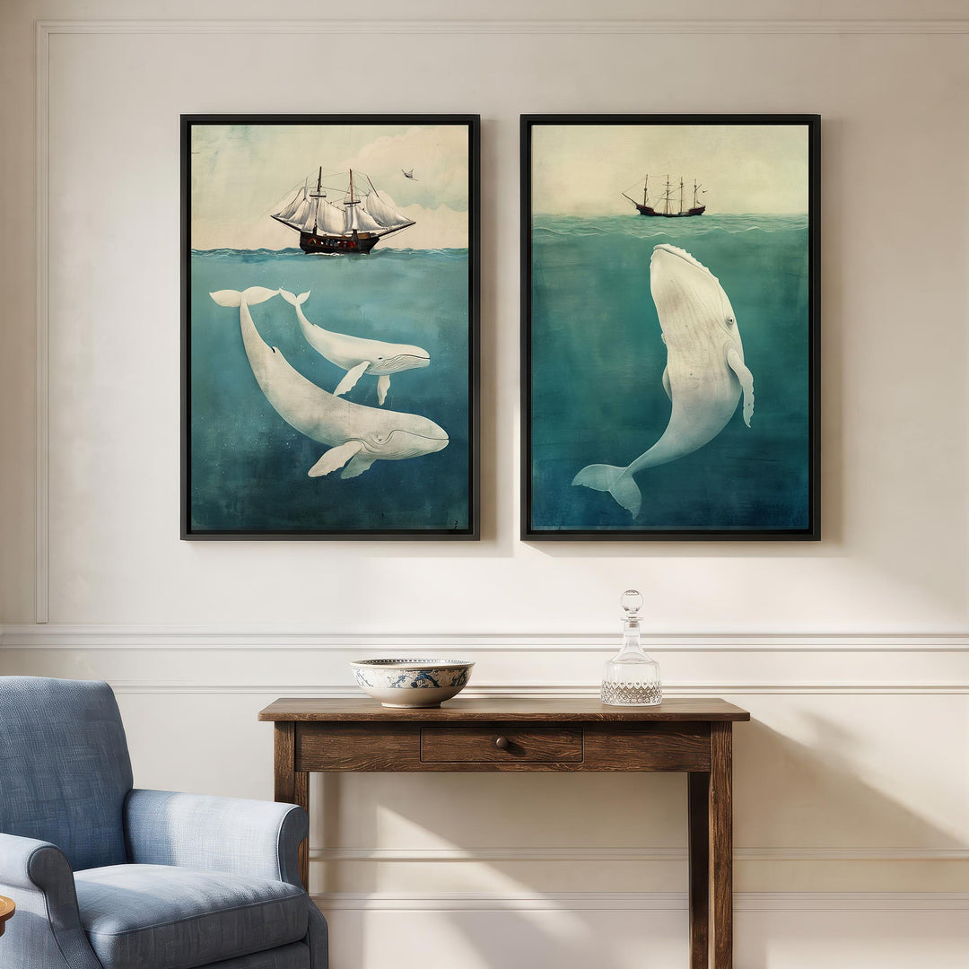 White Whale Set of 2 Prints Wall Art Moncasso