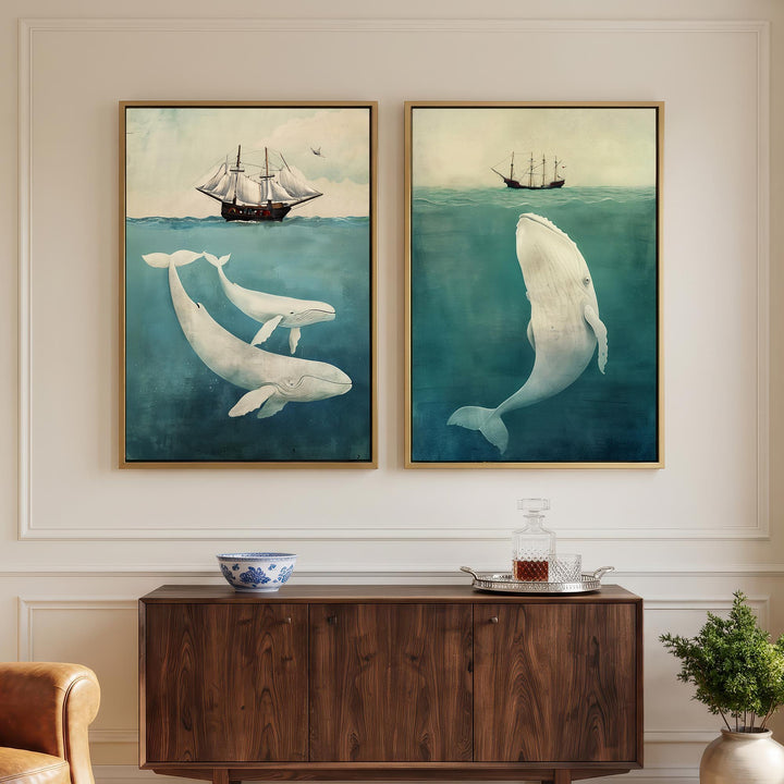 White Whale Set of 2 Prints Wall Art Moncasso