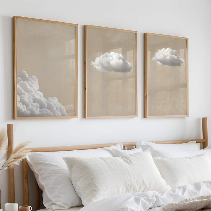 Soft Clouds Set of 3 Prints Wall Art Moncasso