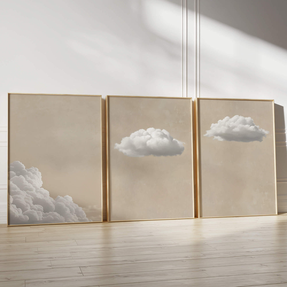 Soft Clouds Set of 3 Prints Wall Art Moncasso