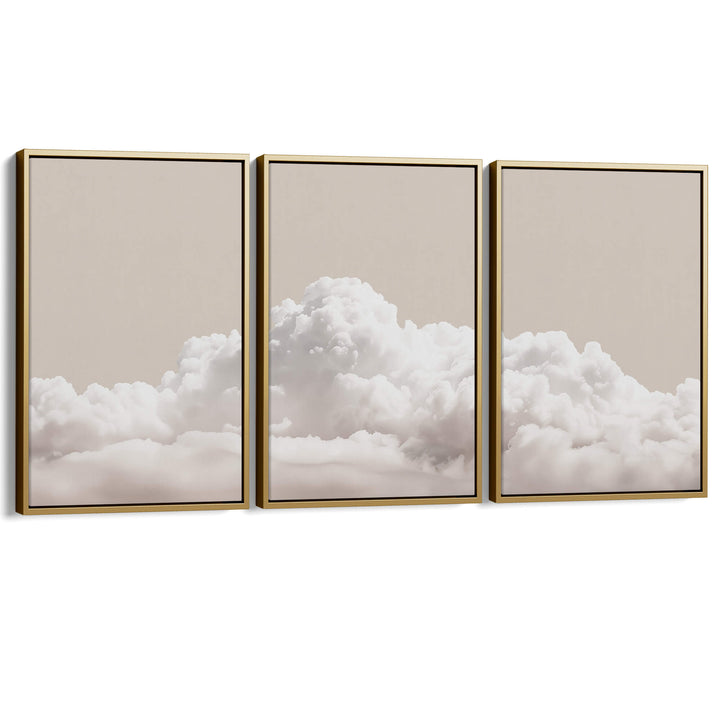 Taupe Clouds Set of 3 Prints Wall Art Moncasso