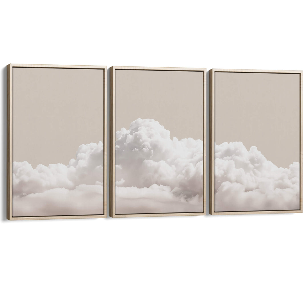 Taupe Clouds Set of 3 Prints Wall Art Moncasso