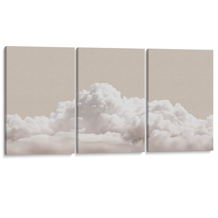 Taupe Clouds Set of 3 Prints Wall Art Moncasso