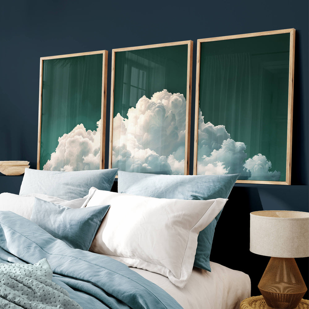 Teal Dream Set of 3 Prints Wall Art Moncasso