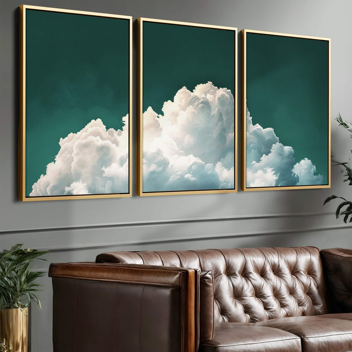 Teal Dream Set of 3 Prints Wall Art Moncasso