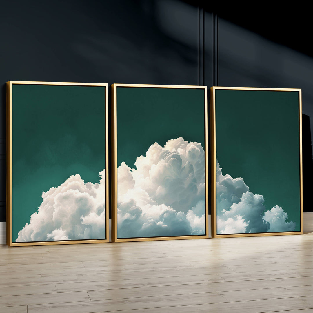 Teal Dream Set of 3 Prints Wall Art Moncasso