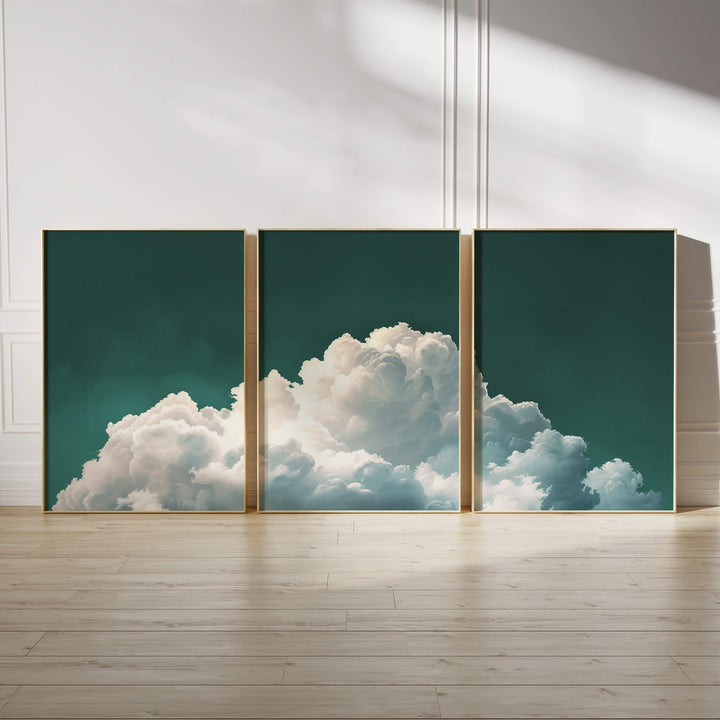 Teal Dream Set of 3 Prints Wall Art Moncasso