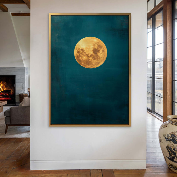 Teal Moonlight Print Wall Art Moncasso