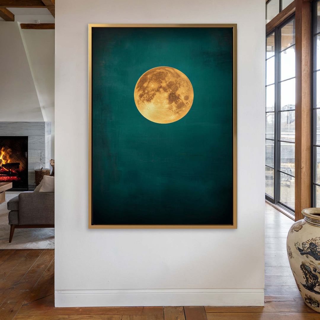 Teal Moonlight Print Wall Art Moncasso