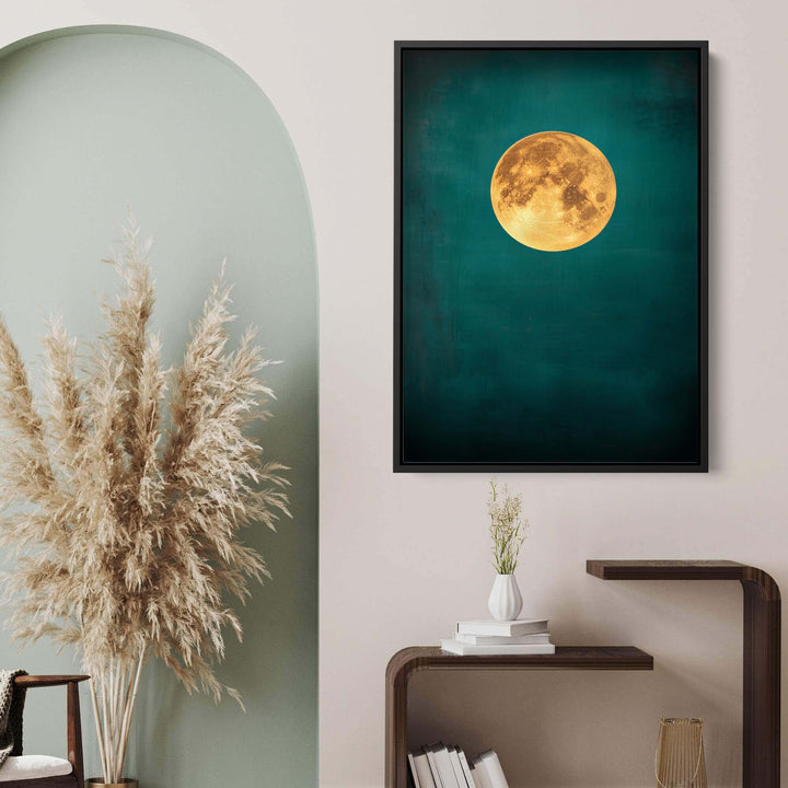 Teal Moonlight Print Wall Art Moncasso