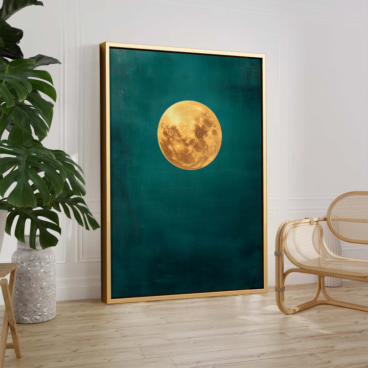 Teal Moonlight Print Wall Art Moncasso