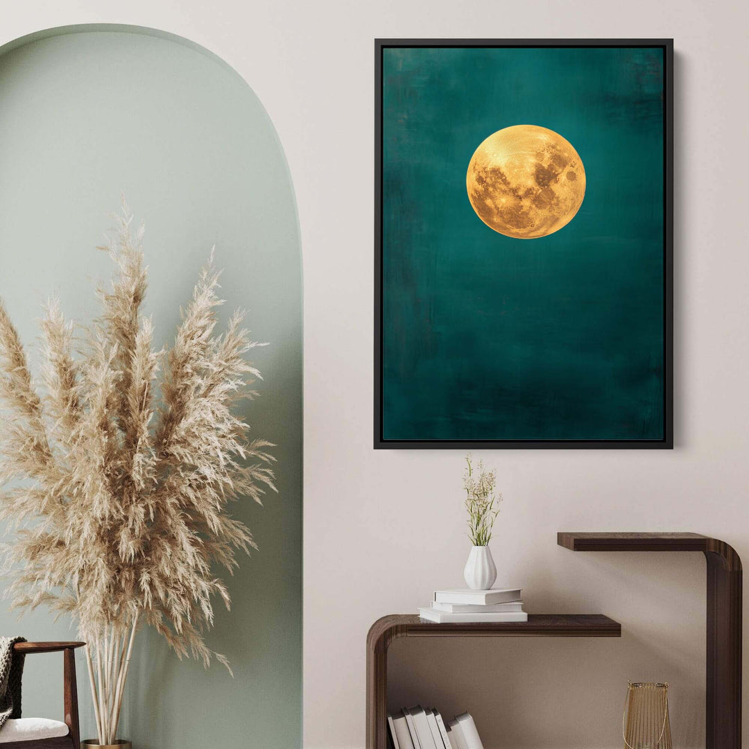 Teal Moonlight Print Wall Art Moncasso