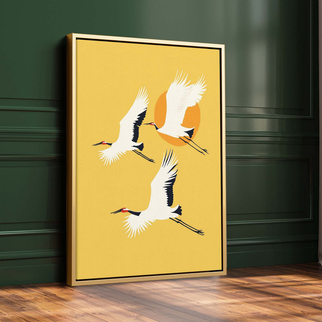 Three Cranes Print Wall Art Moncasso