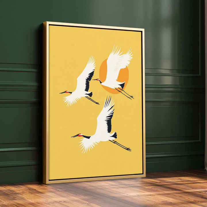 Three Cranes Print Wall Art Moncasso