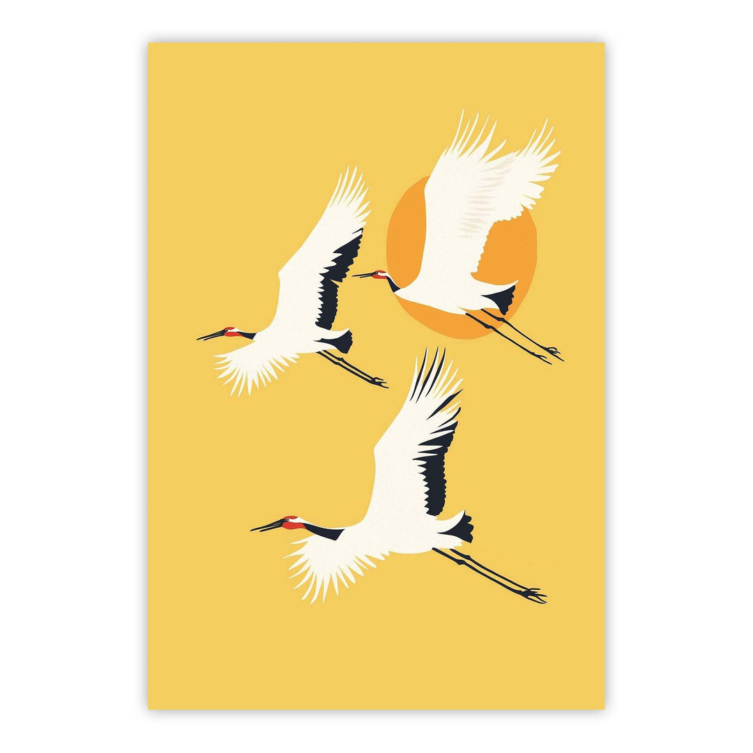 Three Cranes Print Wall Art Moncasso