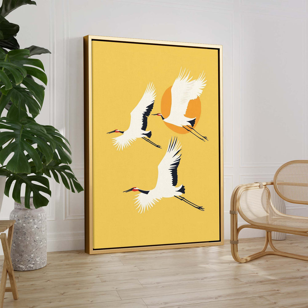 Three Cranes Print Wall Art Moncasso