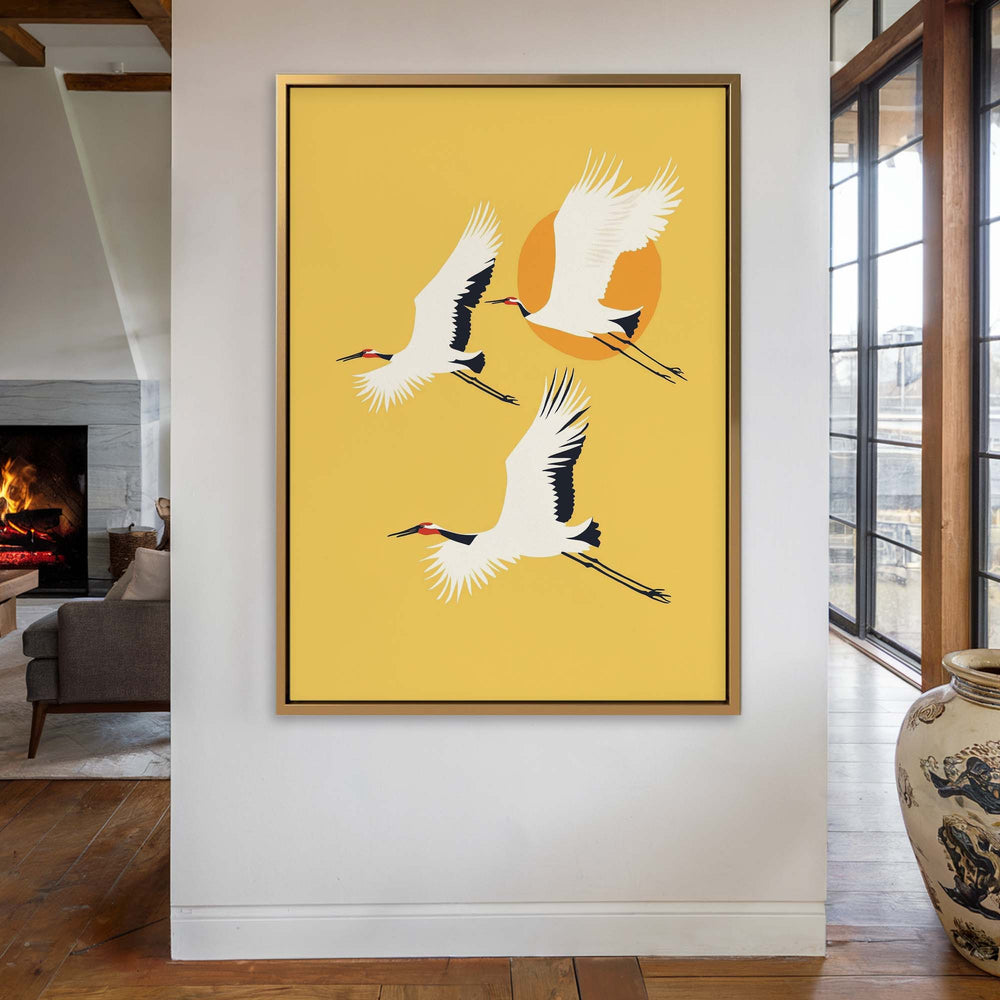 Three Cranes Print Wall Art Moncasso